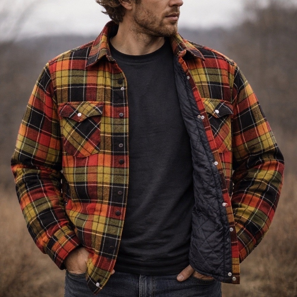 Saddle King Western Plaid‎ Flannel Lumber Jacket 2XL Lined Shirt Shacket Snap